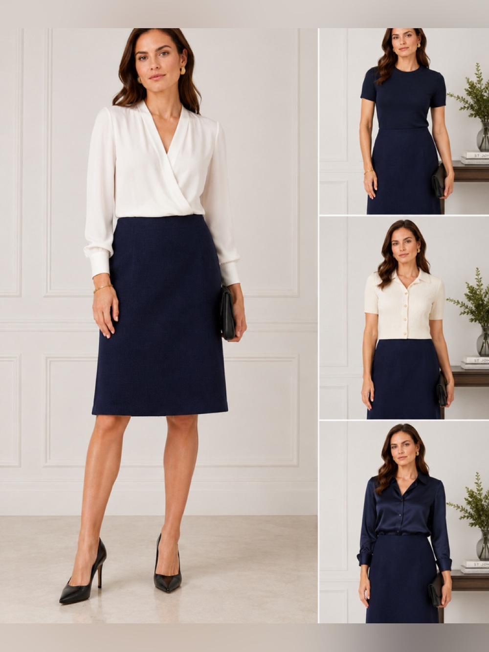 St. John Dark Blue Pencil Skirt
